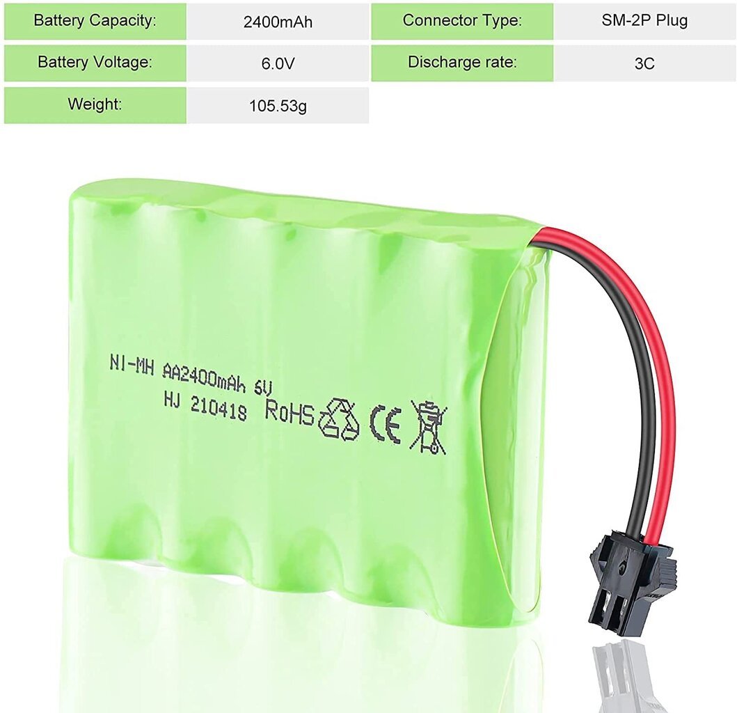 1 tk 6V Ni-Mh 2400 mAh laetav aku kaugjuhtimispuldi autole + USB laadimiskaabel hind ja info | Nutiseadmed ja aksessuaarid | kaup24.ee