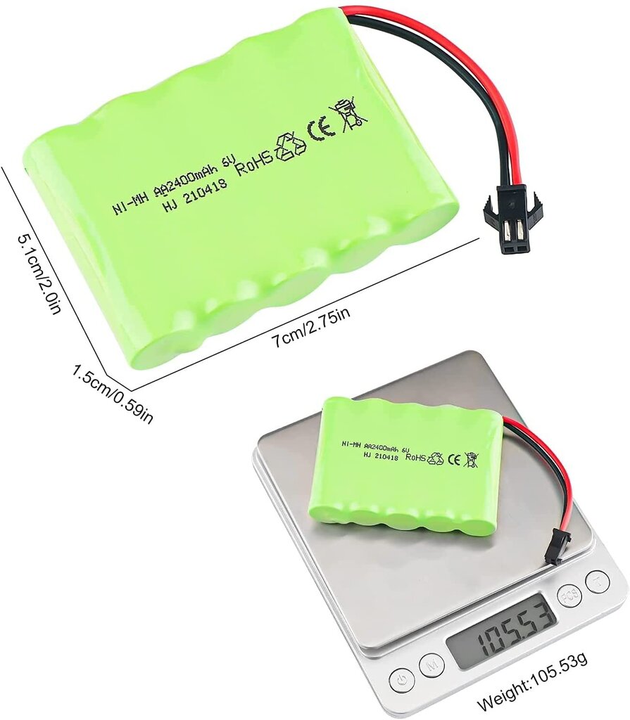 1 tk 6V Ni-Mh 2400 mAh laetav aku kaugjuhtimispuldi autole + USB laadimiskaabel цена и информация | Nutiseadmed ja aksessuaarid | kaup24.ee