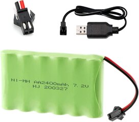 1 tk 7.2V 2400mAh Ni-MH AA laetav akupakett koos sm-2P 2Pin pistikuga ja USB laadija kaabliga RC Truck Cars jaoks hind ja info | Nutiseadmed ja aksessuaarid | kaup24.ee