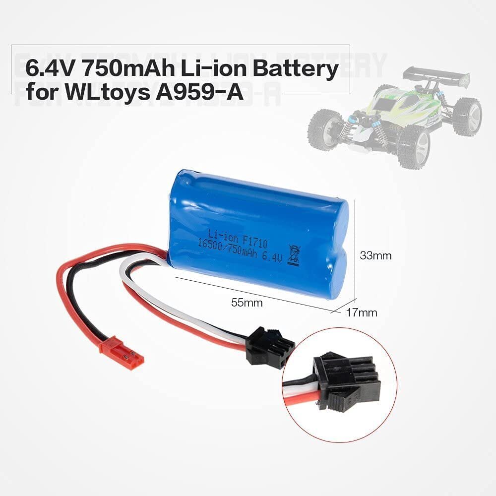 1 tk laetav Lipo aku (6.4V 750mAh) auto jaoks A959-A A969-A A979-A A979-A K929-A RC Truck 16500 hind ja info | Nutiseadmed ja aksessuaarid | kaup24.ee