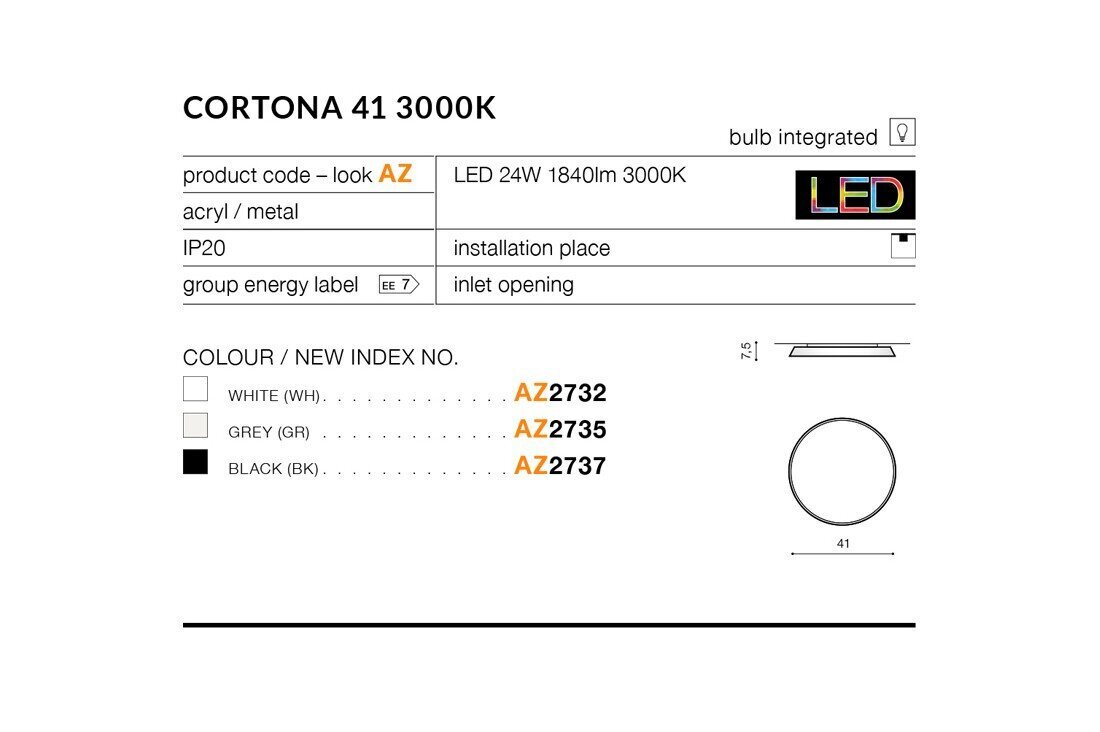 Laevalgusti AZzardo Cortona AZ2735 hind ja info | Laelambid | kaup24.ee