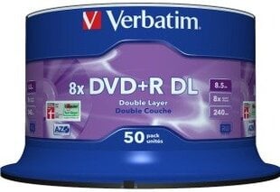 Verbatim DVD+R DL цена и информация | Виниловые пластинки, CD, DVD | kaup24.ee