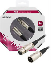 XLR helikaabel DELTACO 3-pin male - 3-pin female, 26 AWG, 2m, must / XLR-1020-K / 00160002 цена и информация | Кабели и провода | kaup24.ee