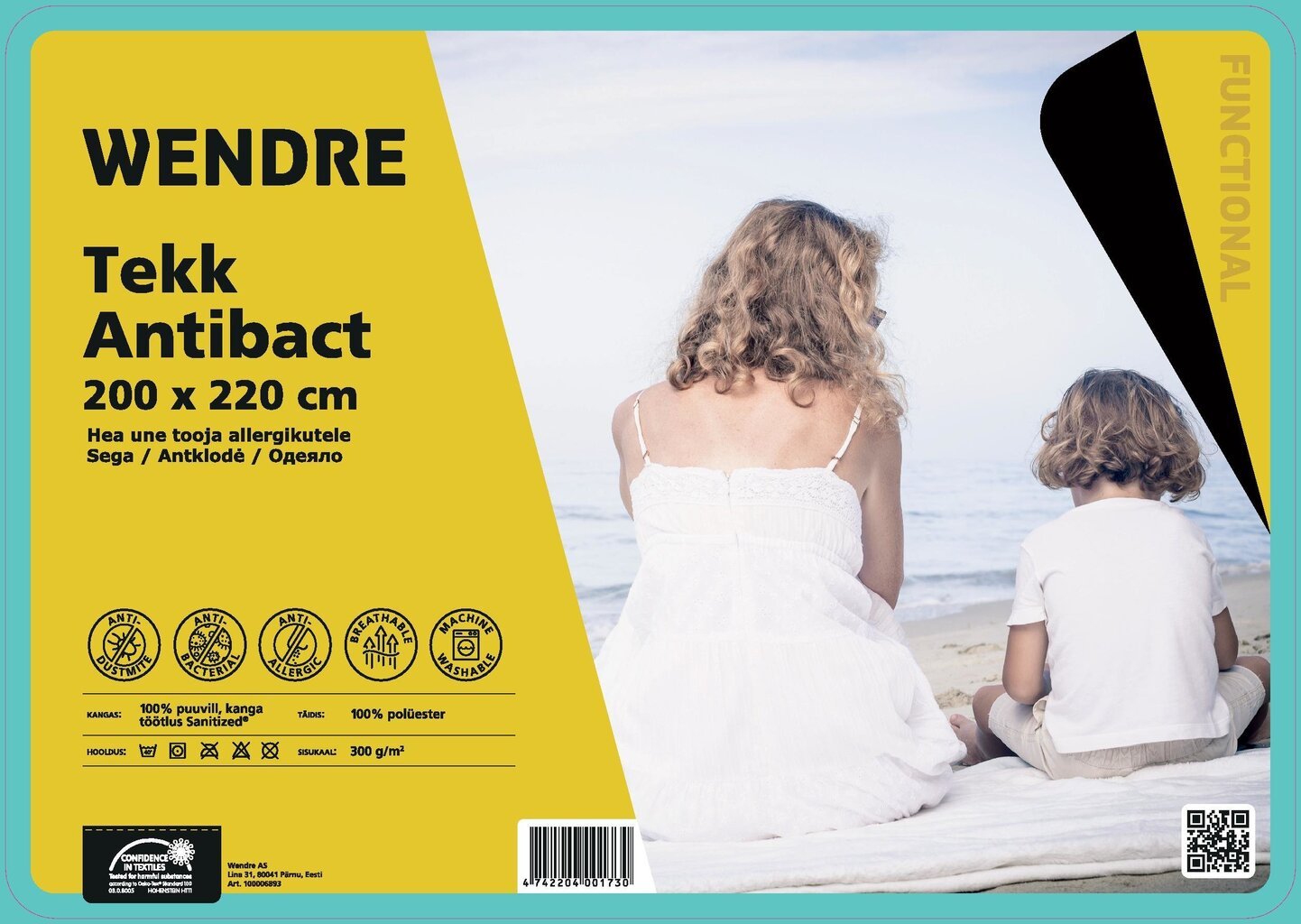 Tekk Wendre Antibact, 200x220 cm hind ja info | Tekid | kaup24.ee