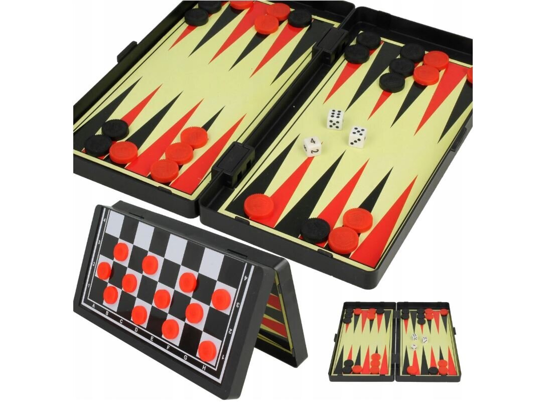 Magnetiline kabe, male ja backgammon komplekt 3 in 1 цена и информация | Lauamängud ja mõistatused | kaup24.ee