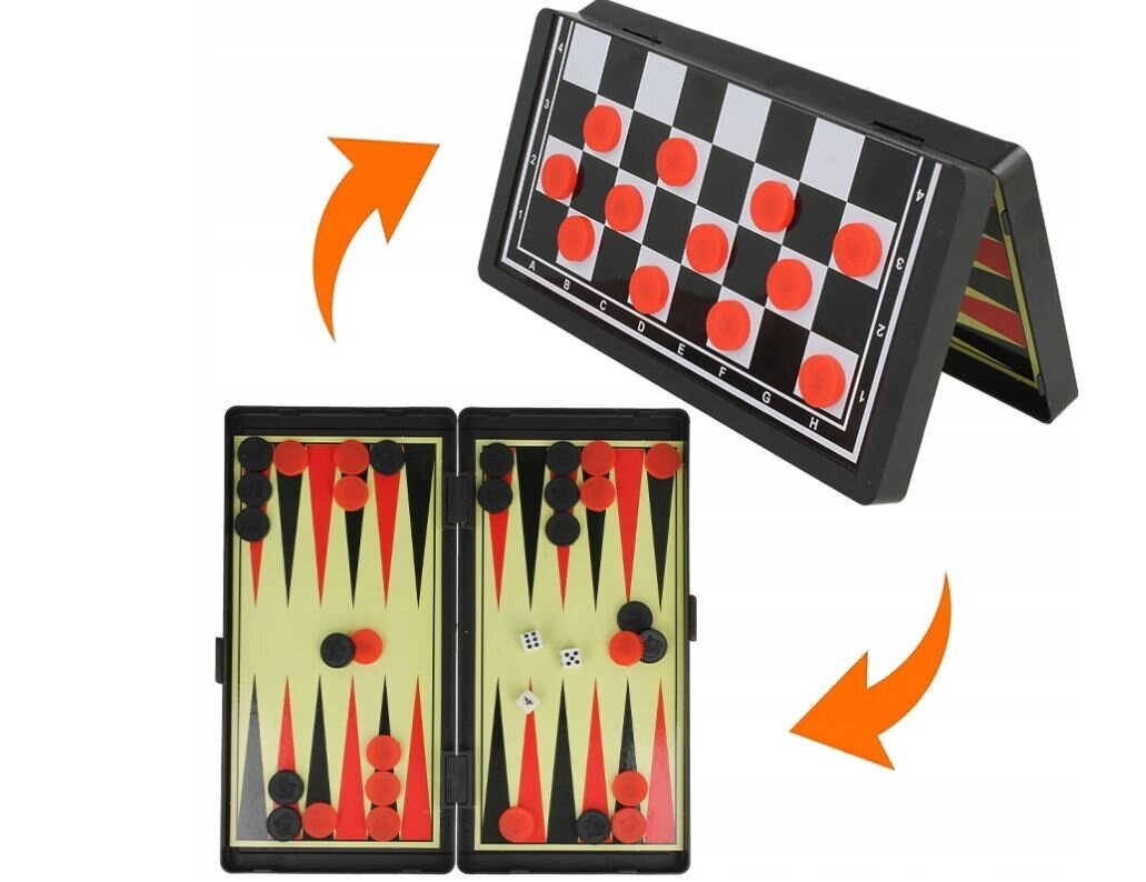 Magnetiline kabe, male ja backgammon komplekt 3 in 1 цена и информация | Lauamängud ja mõistatused | kaup24.ee