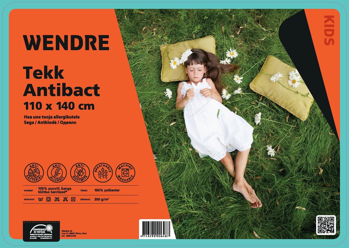 Wendre tekk Antibact 110 x 140 cm цена и информация | Tekid | kaup24.ee