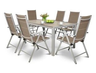 Aiamööbli komplekt Sydney, laud + 6 tooli, pruun/hall hind ja info | Aiamööbli komplektid | kaup24.ee