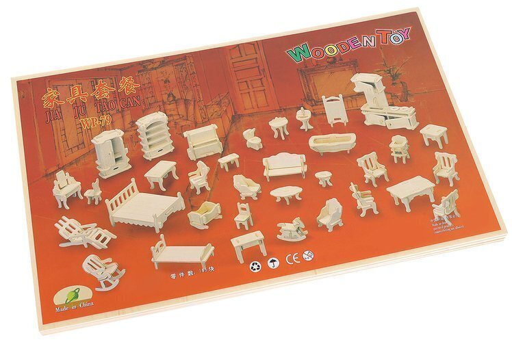 Puidust 3D pusle - nukumööbli komplekt hind ja info | Tüdrukute mänguasjad | kaup24.ee