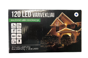 Jõulutuled purikad (õue) 120 LED, 6 m, külm valge /sinine (Flash) (136) 6602 цена и информация | Гирлянды | kaup24.ee