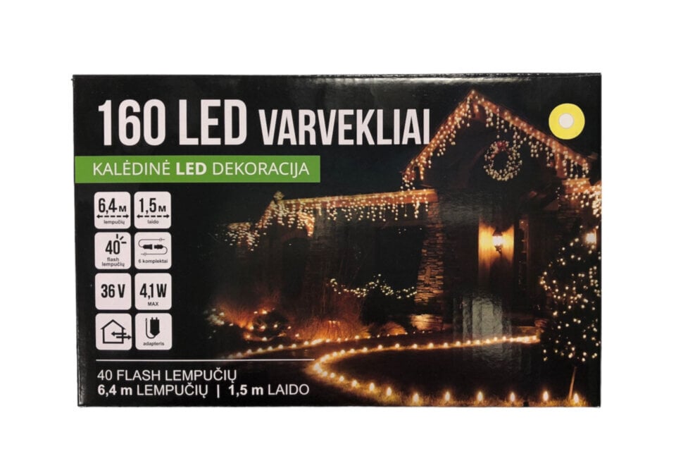 Jõulutuled purikad (õue) 160 LED, 6.4 m, soe valge / külm valge (Flash) (301) 7555 цена и информация | Jõulutuled | kaup24.ee