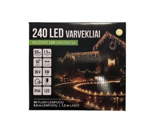 Уличная гирлянда "бахрома" 240LED 9.6 м, тёплый белый / холодный белый (FLASH) (307) 7544 цена и информация | Новогодняя гирлянда Holiday, 10 светодиодов, 30 см | kaup24.ee