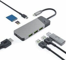 Green Cell USB-C 85W 7in1 цена и информация | Адаптеры и USB-hub | kaup24.ee