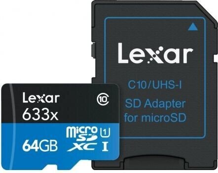 Lexar 64GB 633x microSDHC UHS-I цена и информация | Mobiiltelefonide mälukaardid | kaup24.ee