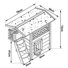 Lionto puidust kassimaja terrassi ja treppidega hind ja info | Pesad, padjad | kaup24.ee