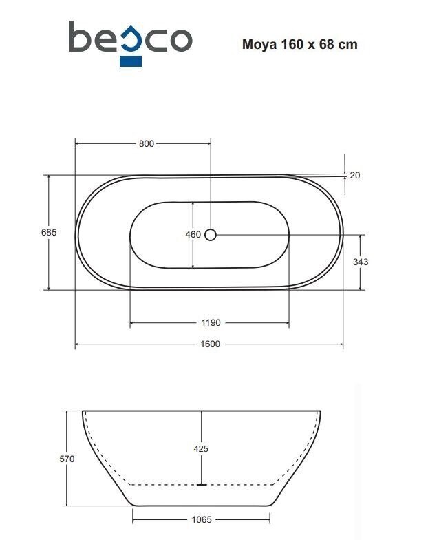 Vann Besco Moya Glam 160, Graphite цена и информация | Vannid | kaup24.ee