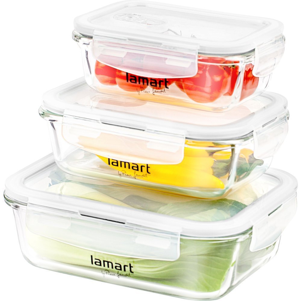 LAMART Air toidu säilituskonteinerite komplekt, 3 tk. (370/640/1040 ml) hind ja info | Toidu säilitusnõud | kaup24.ee
