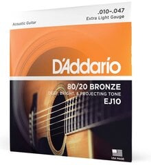 Keeled akustilisele kitarrile D'Addario EJ10 .010 hind ja info | Muusikariistade tarvikud | kaup24.ee