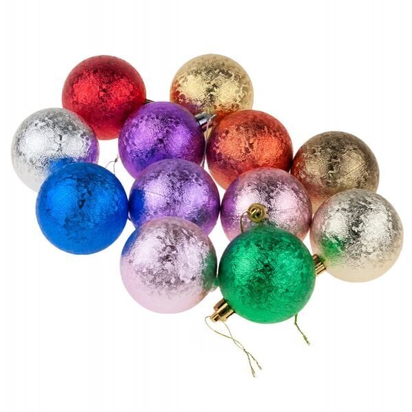Värvilised jõuluehted, plastikust, 4 cm, 12 tk. hind ja info | Kuuseehted | kaup24.ee