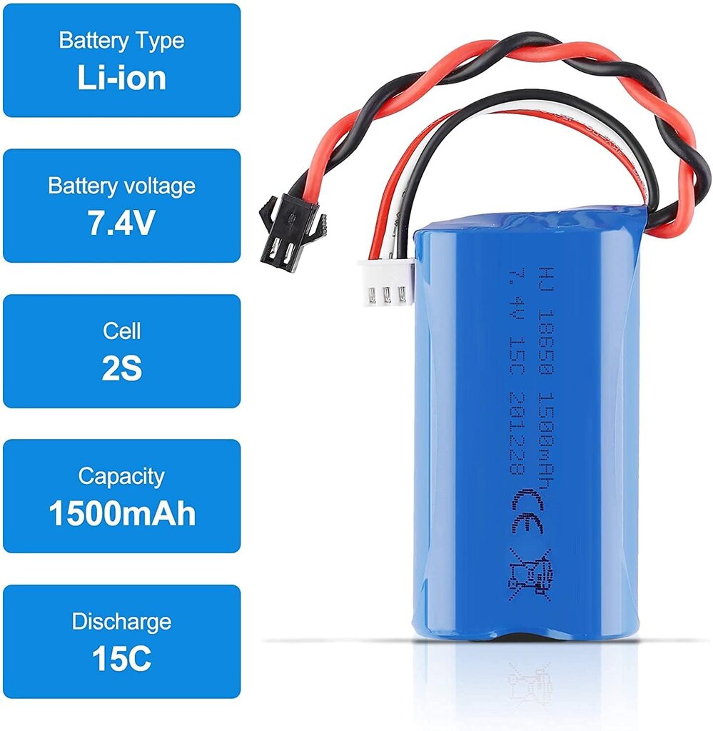 1 tk 1500mAh 7.4V 2S Lipo aku U12A S033G Q1 H101 jaoks koos SM-2P ühendusega Rc mänguasjade paadi auto droonile hind ja info | Nutiseadmed ja aksessuaarid | kaup24.ee