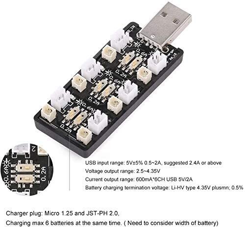1 tk 1S LiPo akulaadija USB 3.8V / 4.35V 6 kanaliga LiSV laadija 1S väike Tiny Whoop Blade Inductrix Micro JST 1.25 JST-PH 2.0 mCX mCPX ühendused цена и информация | Nutiseadmed ja aksessuaarid | kaup24.ee