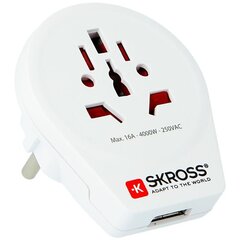 Travel adapter Skross Europa + USB 1.500266 hind ja info | Lülitid ja pistikupesad | kaup24.ee