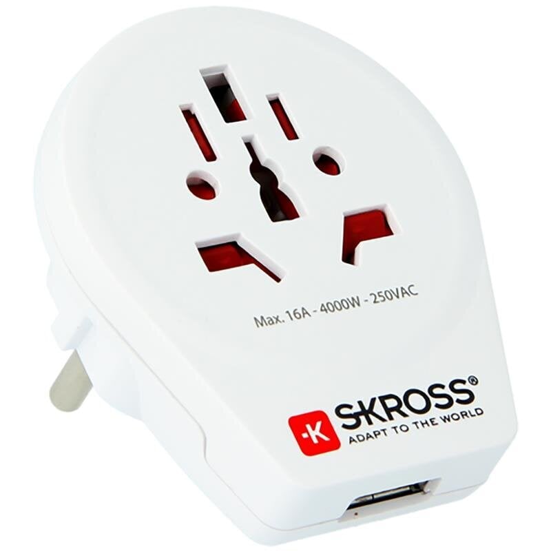 Travel adapter Skross Europa + USB 1.500266 цена и информация | Lülitid ja pistikupesad | kaup24.ee