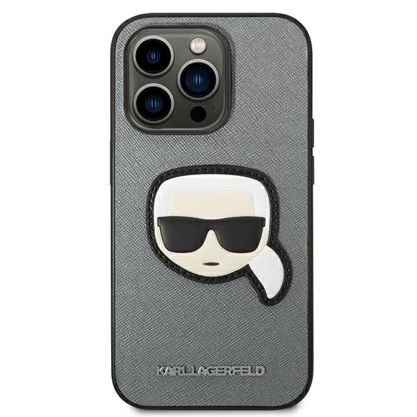 Karl Lagerfeld KLHCP14LSAPKHG iPhone 14 Pro Saffiano Karl`s Head Patch Silver цена и информация | Telefoni kaaned, ümbrised | kaup24.ee