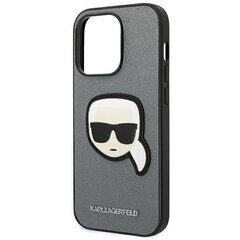 Чехол Karl Lagerfeld KLHCP14LSAPKHG iPhone14 Pro Saffiano Karl`s Head Patch Серебряный цена и информация | Чехлы для телефонов | kaup24.ee