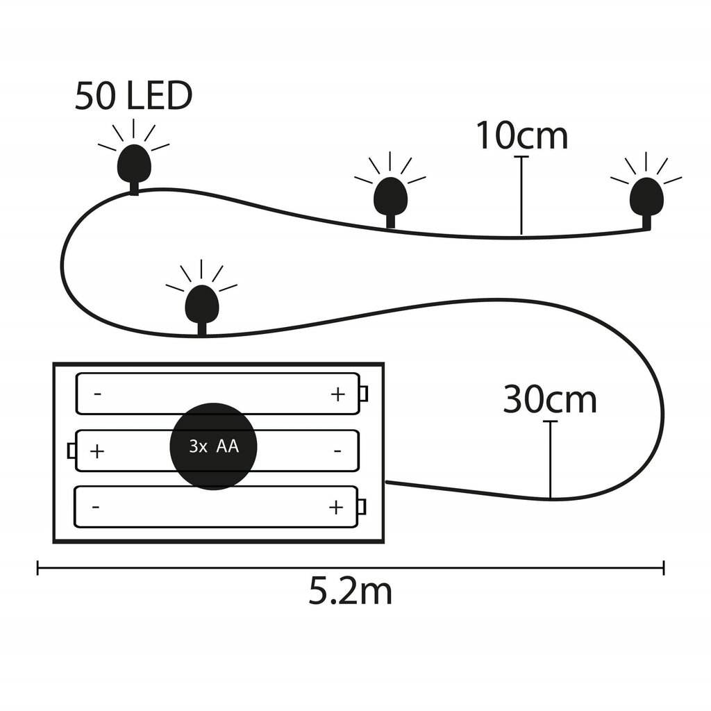 Dekoratiivne valgustus 50 LED CL0106 hind ja info | Jõulutuled | kaup24.ee