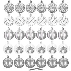 Рождественские шарики на ёлку, серые, 30 шт цена и информация | Ёлочные игрушки | kaup24.ee