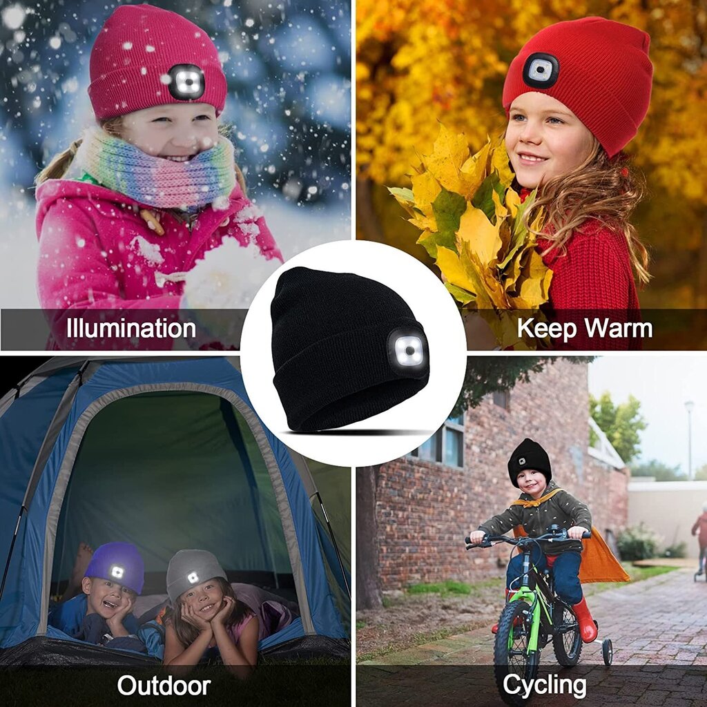 ANBET laste kootud müts LED lambiga, must hind ja info | Laste talveriided | kaup24.ee