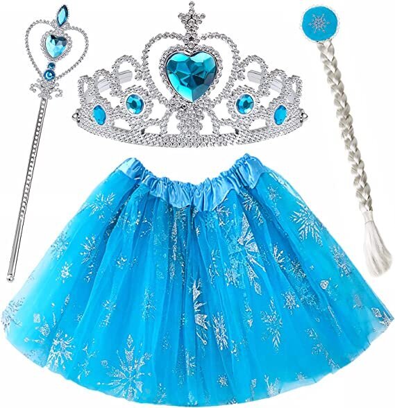 Elsa kostüüm - tüllseelik, kroon, juuksekumm, lips ja võlukepp hind ja info | Karnevali kostüümid | kaup24.ee