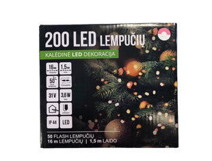 Ёлочная гирлянда 200LED/16 м + 1.5м, розовый / холодный белый + холодный белый Flash (207-1) 7546 цена и информация | Гирлянды | kaup24.ee