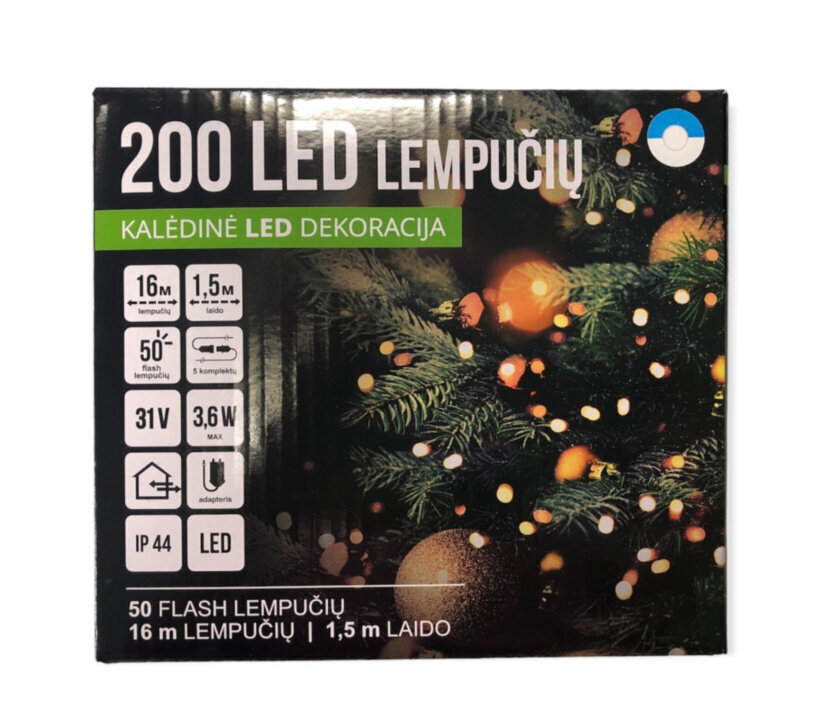 Jõulutuled 200 Led/16m + 1.5m, sinine / külm valge + külm valge Flash (206) 6831 hind ja info | Jõulutuled | kaup24.ee