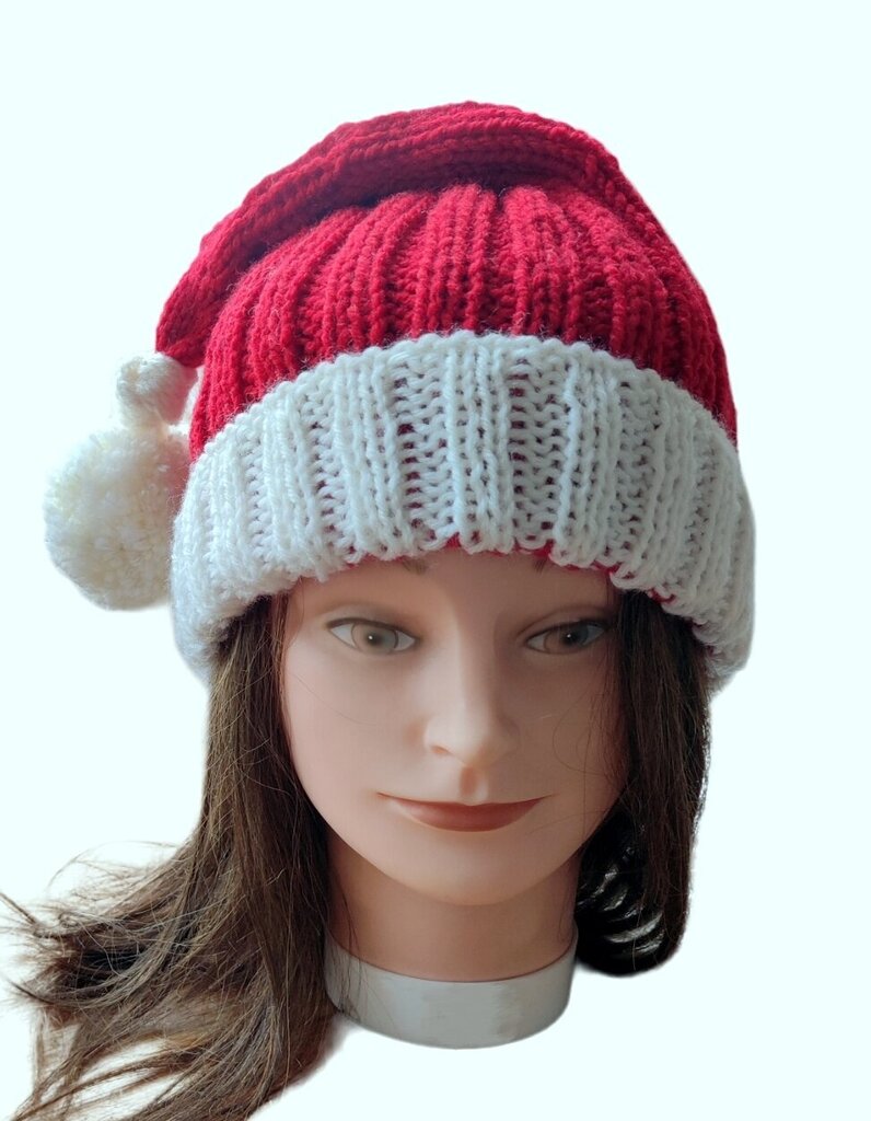 Pehmest akrüülist käsitsi kootud jõulumüts / päkapikumüts lastele hind ja info | Tüdrukute mütsid, sallid, kindad | kaup24.ee