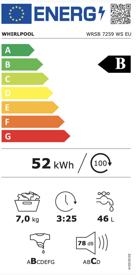 Whirlpool WRSB 7259 WS EU цена и информация | Pesumasinad | kaup24.ee