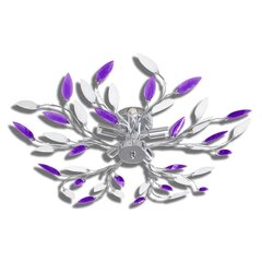 Laelamp lilladest ja valgetest kristallidest lehtedega 5 x E14 pirni цена и информация | Потолочные светильники | kaup24.ee