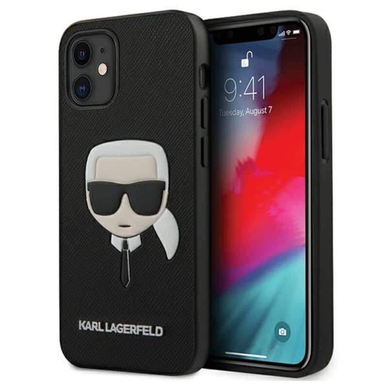 Karl Lagerfeld Saffiano Ikonik Karl's Head telefonile iPhone 12 Mini, must цена и информация | Telefoni kaaned, ümbrised | kaup24.ee