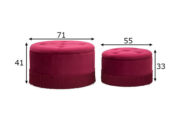 Poufi komplekt A2A Glam, punane hind ja info | Kott-toolid, tumbad, järid | kaup24.ee