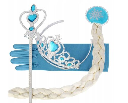 Elsa aksessuaaride komplekt - kroon, kindad, peavõru, pats ja võlukepp hind ja info | Karnevali kostüümid | kaup24.ee