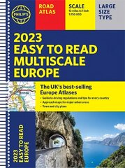 2023 Philip's Easy to Read Multiscale Road Atlas Europe: (A4 Spiral binding) цена и информация | Путеводители, путешествия | kaup24.ee