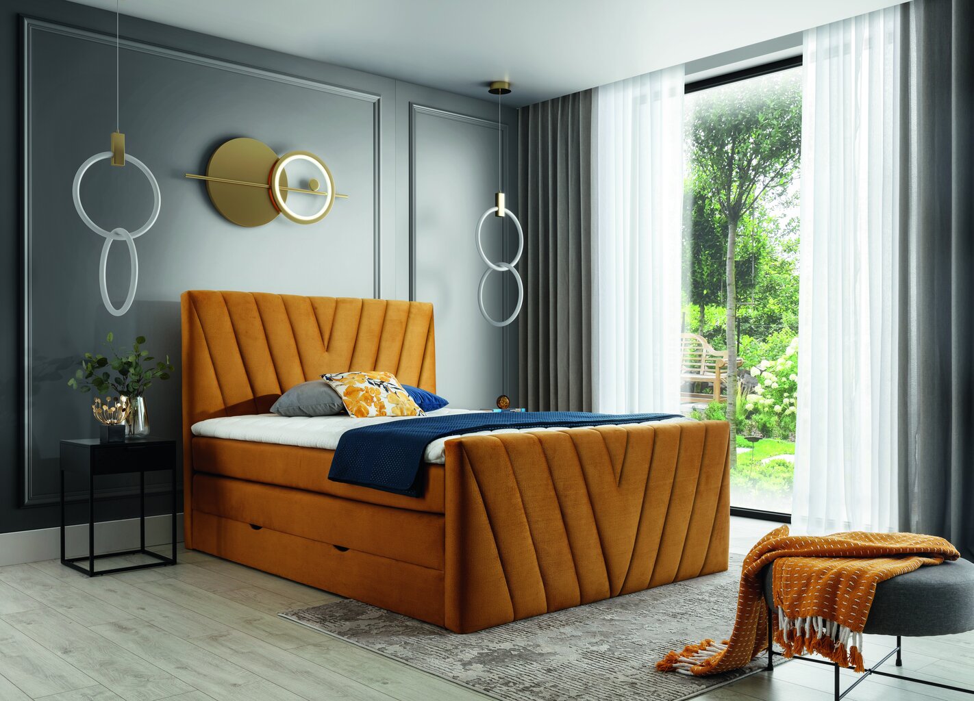 Voodi NORE Candice Nube 45, 180x200 cm, kollane hind ja info | Voodid | kaup24.ee