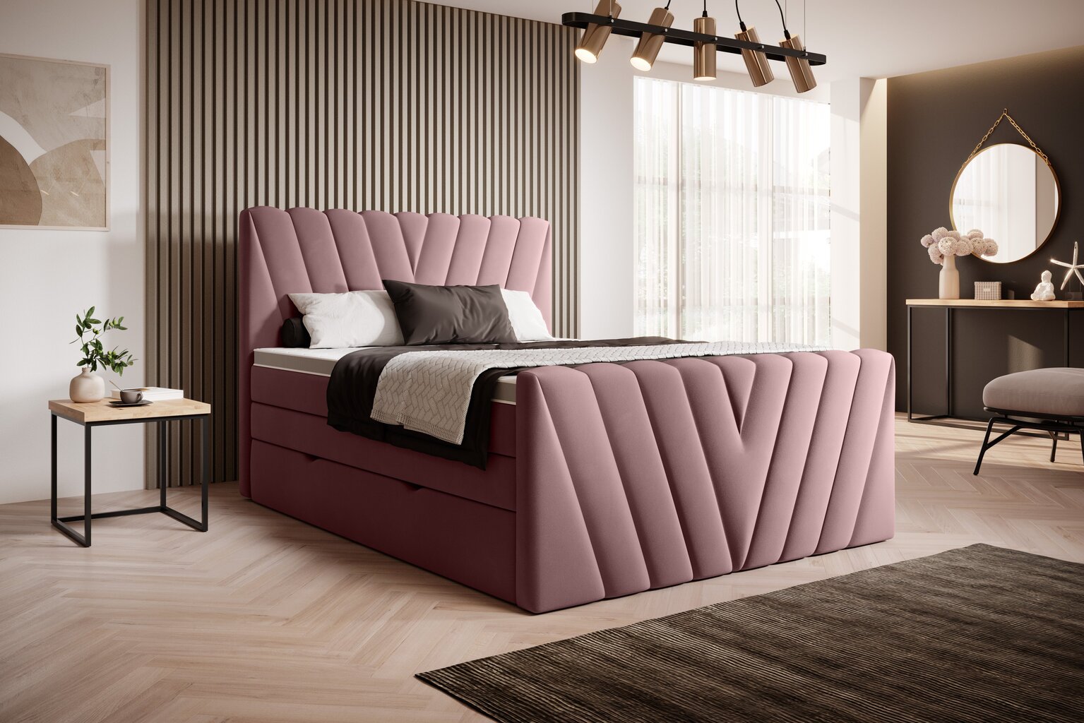 Voodi NORE Candice Velvetmat 24, 160x200 cm, roosa hind ja info | Voodid | kaup24.ee