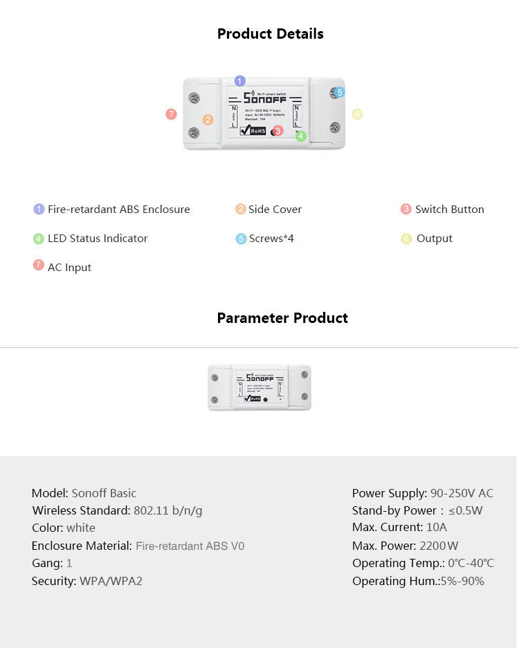 Sonoff 1-kanaliline nutirelee WiFi - 230VAC 2200W цена и информация | Valvesüsteemid, kontrollerid | kaup24.ee