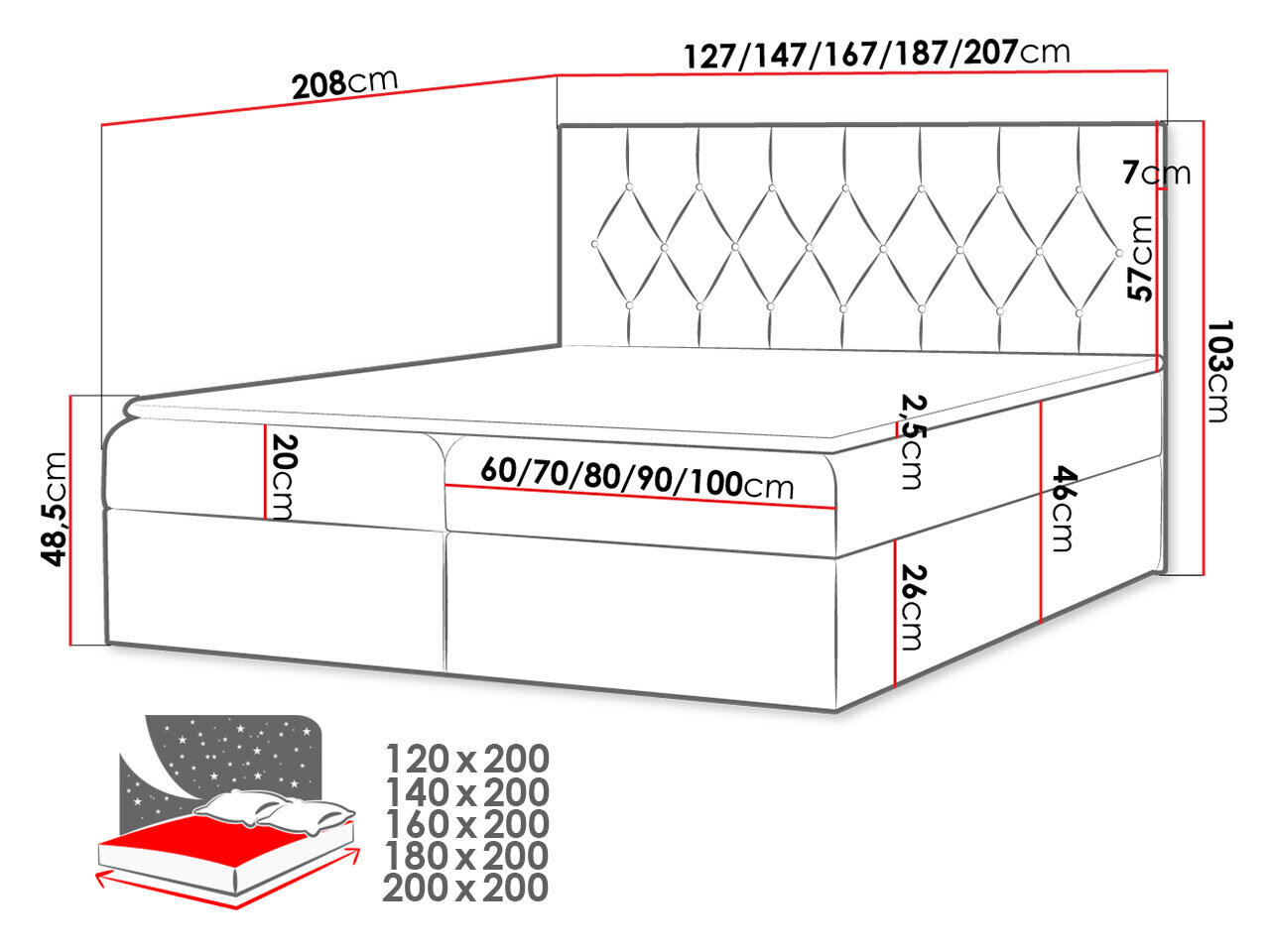 Kontinentaalvoodi COLZONE-Mikrofaza 0005-140x200 cm цена и информация | Voodid | kaup24.ee