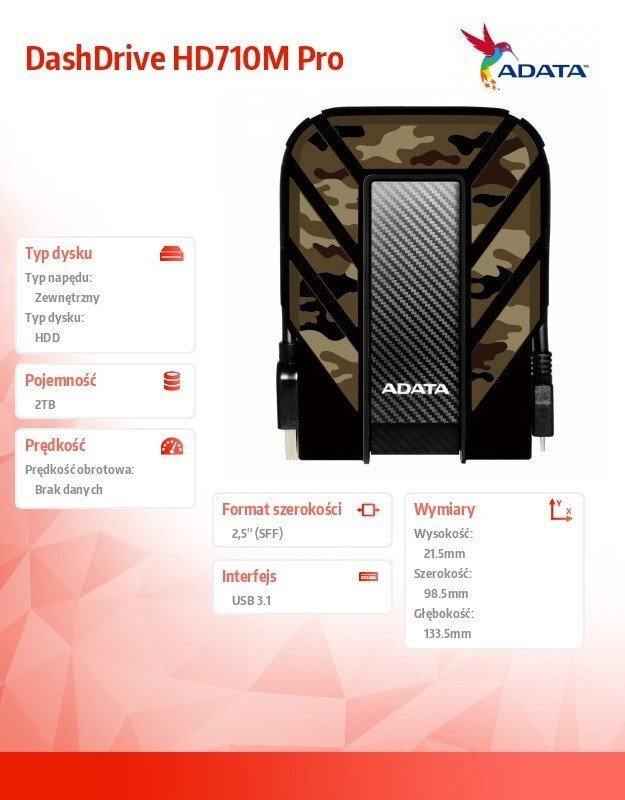 Adata AHD710MP-2TU31-CCF hind ja info | Välised kõvakettad (SSD, HDD) | kaup24.ee