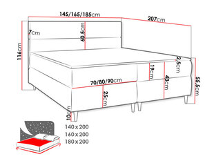 Континентальная кровать СИВЕСО-Итака 50-140x200 см цена и информация | Кровати | kaup24.ee