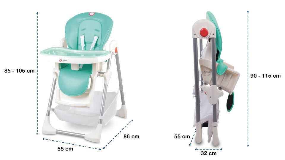 Söögitool Lionelo Linn Plus, turquoise hind ja info | Laste söögitoolid | kaup24.ee