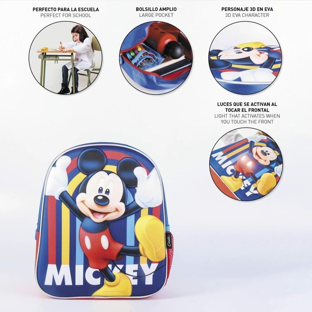 Koolikott Mickey Mouse Tumesinine (25 x 31 x 10 cm) цена и информация | Koolikotid, sussikotid | kaup24.ee